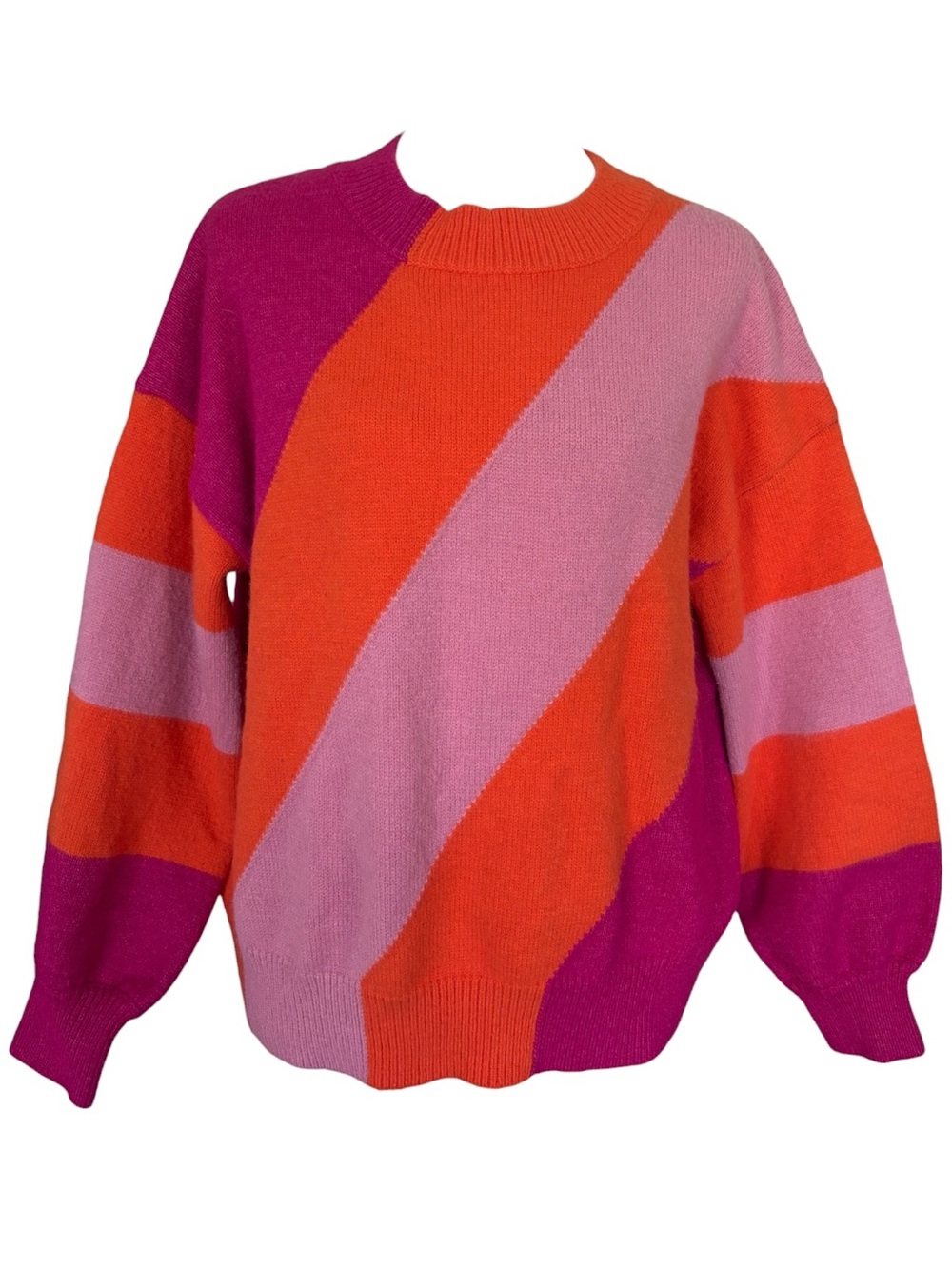 Fate Orange Magenta Lilac Diagonal Stripe Sweater S